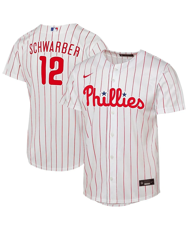 Nike Big Boys and Girls Kyle Schwarber White Philadelphia Phillies Replica Jersey