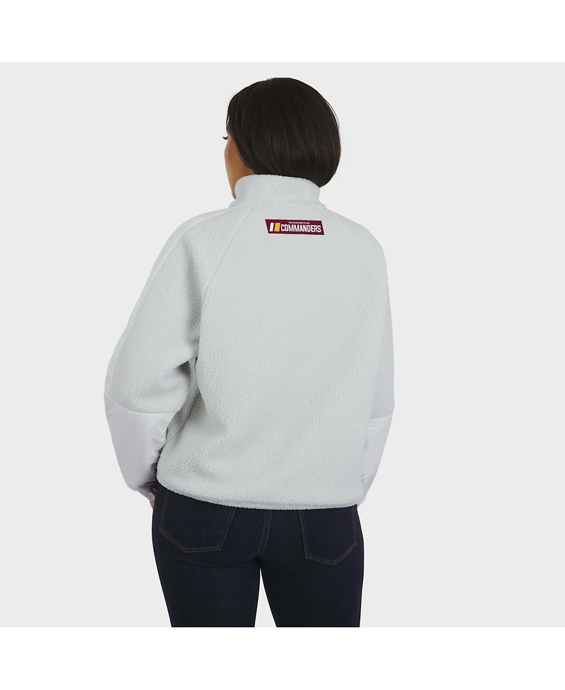 Wear by Erin Andrews Women's White Washington Commanders Polar Fleece Half-Zip Jacket