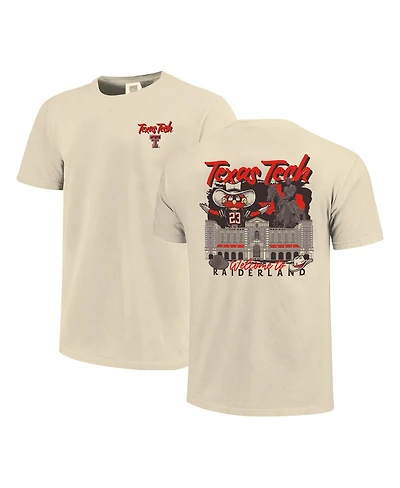Image One Men's Natural Texas Tech Red Raiders Comfort Colors Hand-Drawn Campus Stack T-Shirt