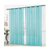 Rt Designers Collection Cara One Sheer Grommet Light Filtering Curtain Panel 54" x 90" Aqua