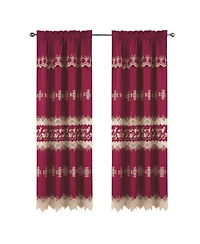 Rt Designer Collection Alice Macrame Luxurious Decorative Rod Pocket Curtain Panel 54" x 84" Burg