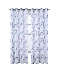 Rt Designers Collection Marble Grommet Metallic Sheer Printed Doily Curtain Panel Pair 36" x 84
