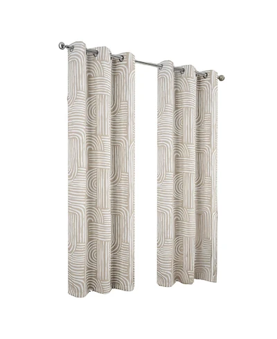 Rt Designer Collection Ashton Prnt 2 Pack Blackout Grommet Luxurious Modern Design Curtain Panel 36" x 84" Taupe