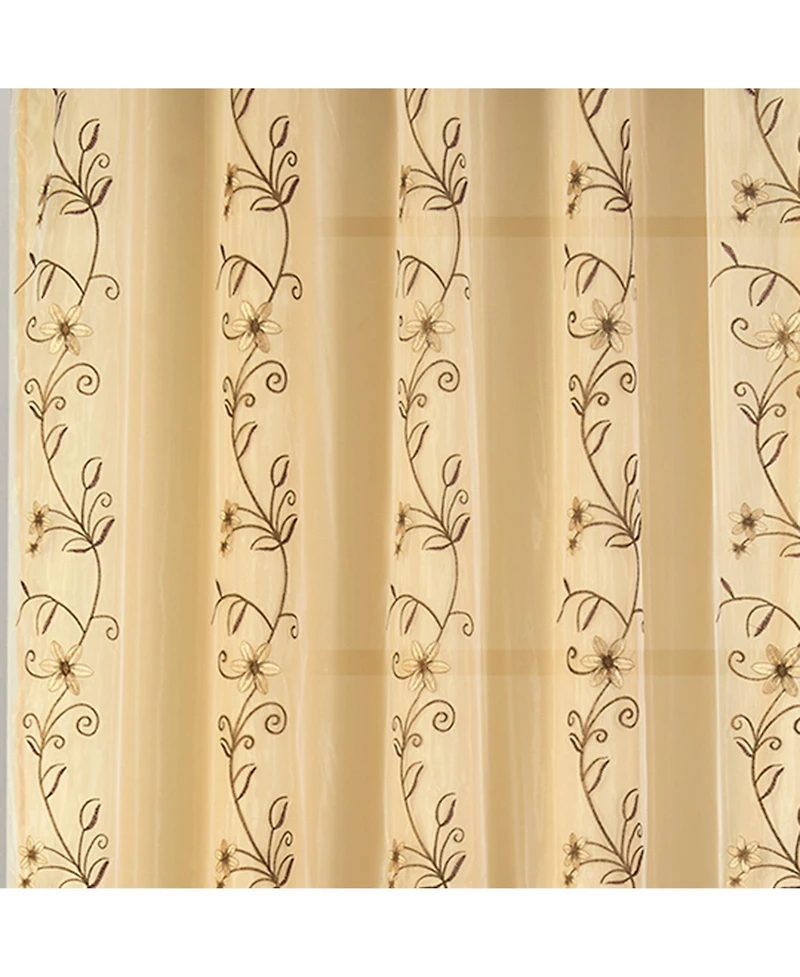 Rt Designers Collection - Priscilla Embroidered Panel With Double Valance 54'' x 90'' Silver