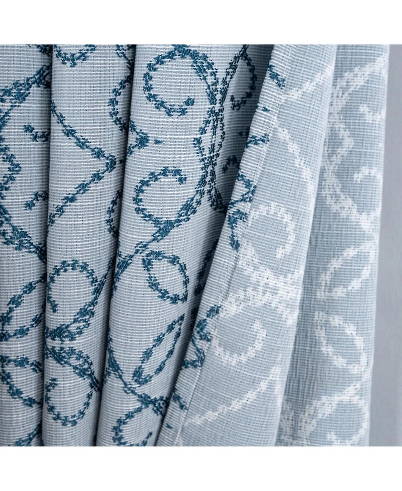 Rt Designer Collection Woodbridge Jacquard Grommet Luxurious Modern Design Curtain Panel 54" x 84" Blue