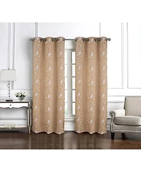 Rt Designer Collection Lilian 2 Pack Embroidered Blackout Luxurious Decorative Grommet Curtain Panel 36" x 84" Taupe