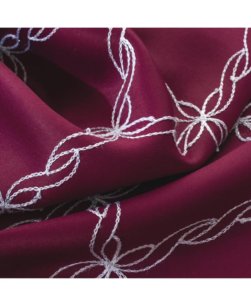 Rt Designer Collection Gable Embroidered Blackout Luxurious Decorative Curtain Panel Pair