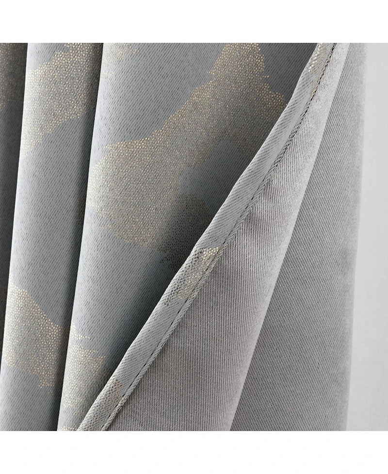 Rt Designer Collection Heathrow Halo Foil Blackout Luxurious Decorative Grommet Curtain Panel 54" x 90" Silver