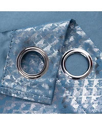 Rt Designer Collection Hailey Halo Foil Blackout Grommet Curtain Panel 52" x 90" Wedgewood