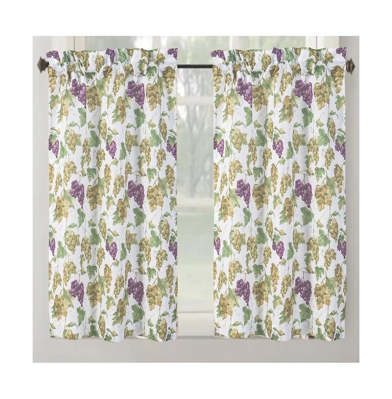 Rt Designer's Collection Latte Printed 3 Pieces Kitchen Curtain Set Includes 1 Valance 52" x 18" and 2 Tiers 26" x 36" Each Multi