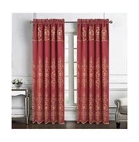 Rt Designers Collection Jayla Stylish & Premium Embroidered Curtain Panel 54" x 90" Burgundy
