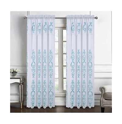 Rt Designers Collection Jayla Stylish & Premium Embroidered Curtain Panel 54" x 90" Teal