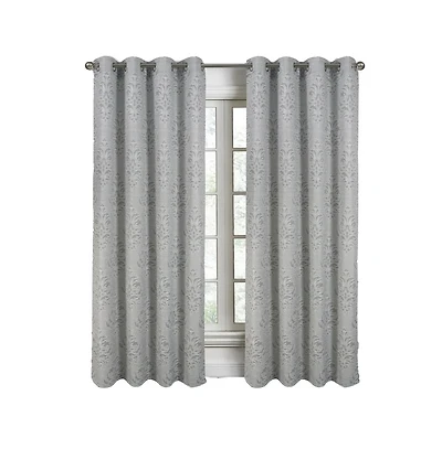 Rt Designers Collection Dorian Jacquard Grommet Blackout Window Curtain Panel 54" x 84" Silver