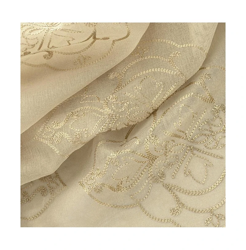 Rt Designers Collection Andrea Emb Metallic Doily Rod Pocket Room Darkening Curtain Panels for Bedroom 54" x 95" Taupe