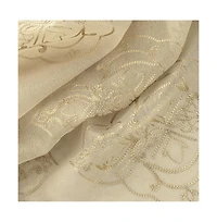 Rt Designers Collection Andrea Emb Metallic Doily Rod Pocket Room Darkening Curtain Panels for Bedroom 54" x 95" Taupe