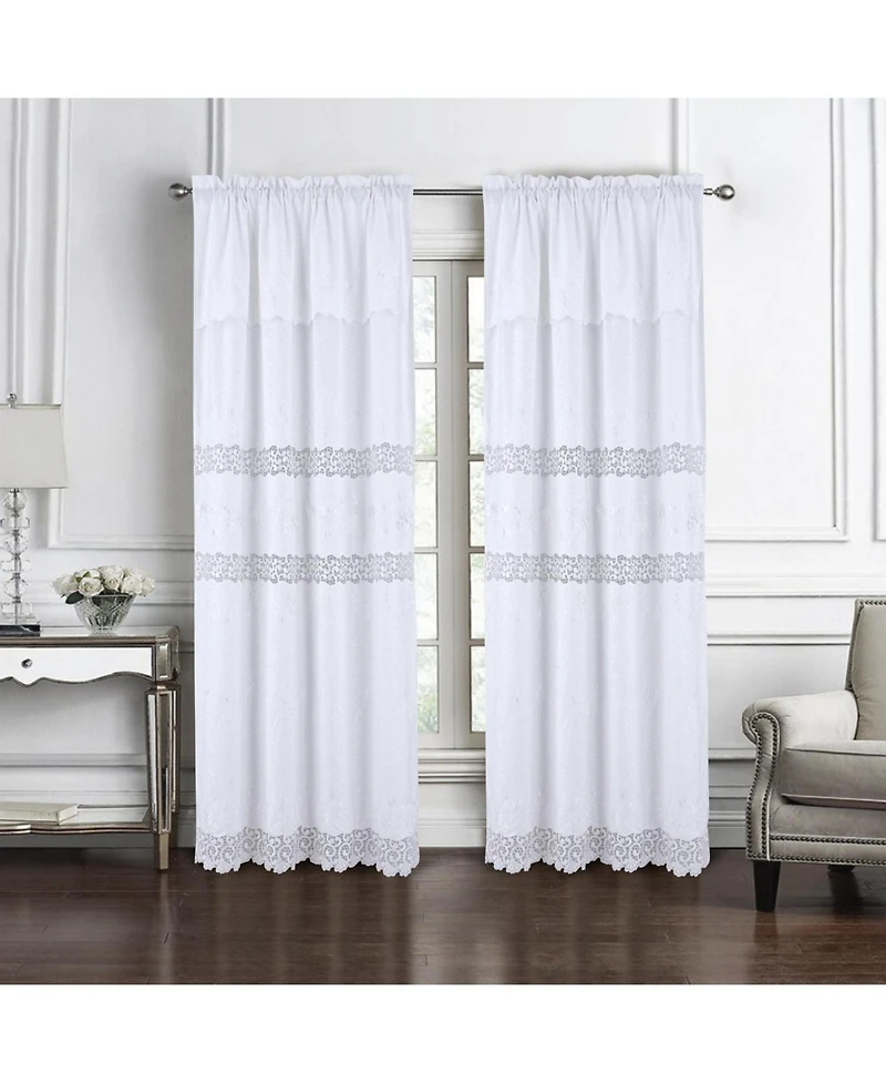 Rt Designer Collection Antonia Macrame Luxurious Decorative Rod Pocket Curtain Panel 54" x 84