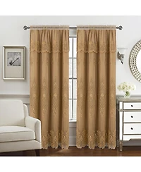 Rt Designers Collection Daisy Embroidery Grommet Curtain Panel With Attached Valance 54" x 84" Gold/Gold