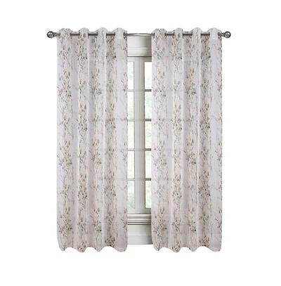 Rt Designers Collection Amelia Printed Doily Grommet Light Filtering Curtain Panels for Bedroom 54" x 90"
