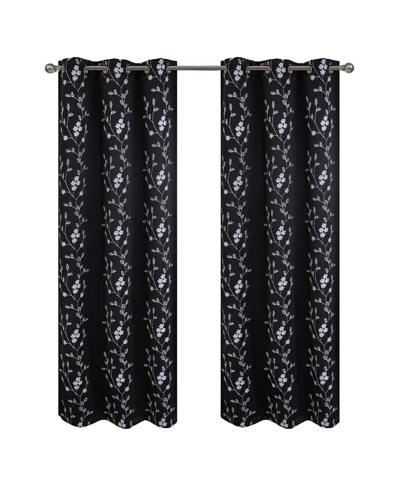 Rt Designer Collection Lilian Embroidered Blackout Luxurious Decorative Grommet Curtain Panel 54" x 95