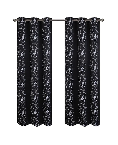 Rt Designer Collection Lilian Embroidered Blackout Luxurious Decorative Grommet Curtain Panel 54" x 95