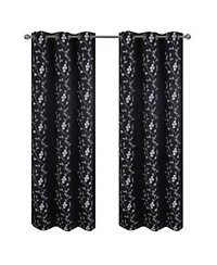 Rt Designer Collection Lilian Embroidered Blackout Luxurious Decorative Grommet Curtain Panel 54 X22 X 95 X22 Black