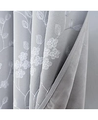 Rt Designer Collection Lilian Embroidered Blackout Luxurious Decorative Grommet Curtain Panel 54" x 95" Silver