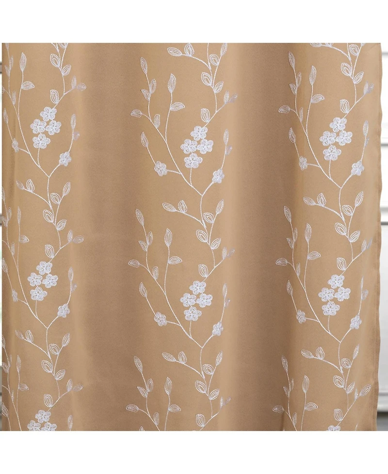 Rt Designer Collection Lilian Embroidered Blackout Luxurious Decorative Grommet Curtain Panel 54" x 95" Taupe