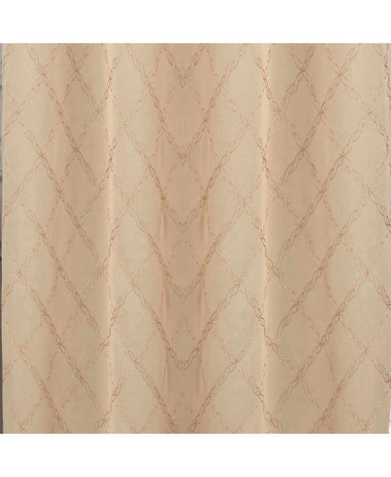 Rt Designer Collection Gable Embroidered Blackout Luxurious Decorative Grommet Curtain Panel; Beige