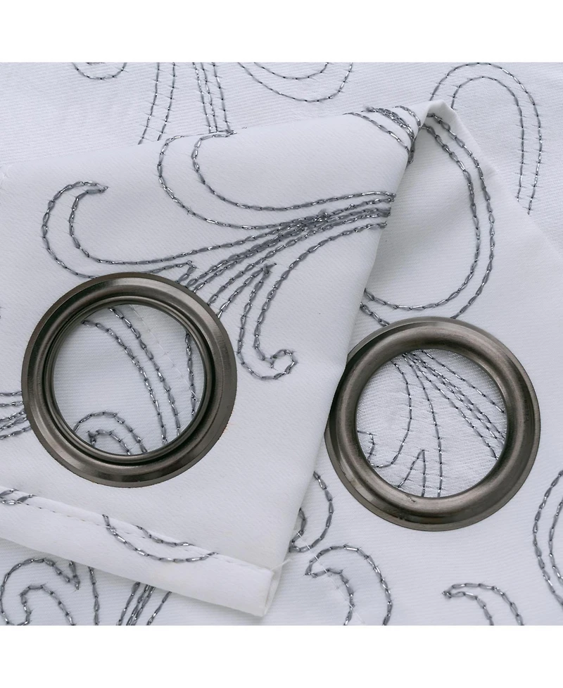 Rt Designer Collection Kimber 2 Pack Embroidered Blackout Luxurious Decorative Grommet Curtain Panel 36" x 84