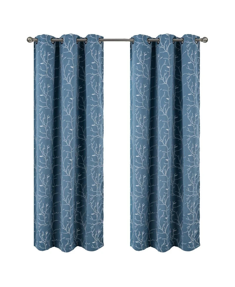 Rt Designer Collection Luciana 2 Pack Embroidered Blackout Luxurious Decorative Grommet Curtain Panel