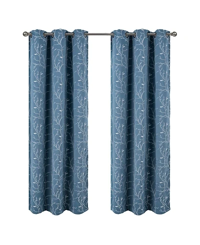 Rt Designer Collection Luciana 2 Pack Embroidered Blackout Luxurious Decorative Grommet Curtain Panel