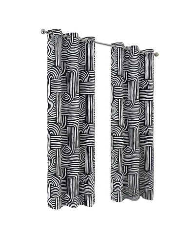 Rt Designer Collection Ashton Prnt 2 Pack Blackout Grommet Luxurious Modern Design Curtain Panel 36" x 84" Black