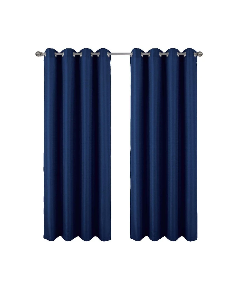 Rt Designer Collection Cindy Textured 2 Pack Grommet Curtain Panel 36" x 84" Navy Blue