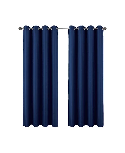 Rt Designer Collection Cindy Textured 2 Pack Grommet Curtain Panel 36" x 84" Navy Blue