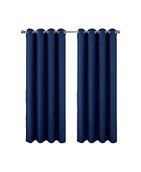 Rt Designer Collection Cindy Textured 2 Pack Grommet Curtain Panel 36" x 84" Navy Blue