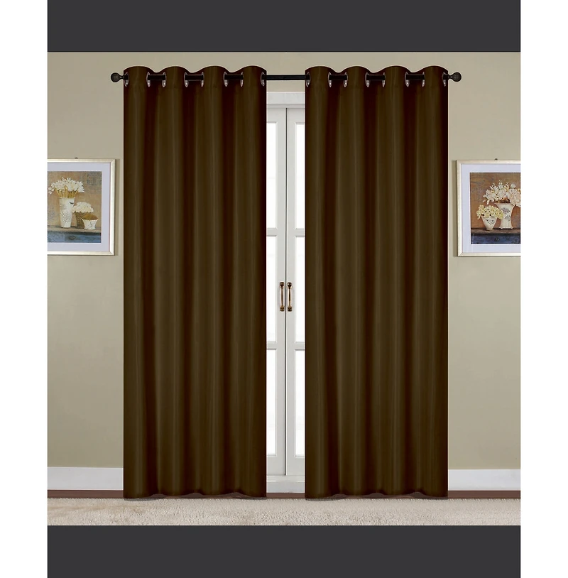 Rt Designers Collection Kennedy Room Darkening Grommet Curtain Panel 54" x 84" Chocolate