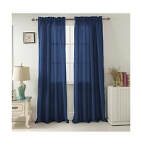 Rt Designers Collection Nikki Premium Rod Pocket Curtain Panel 54" x 84" Navy