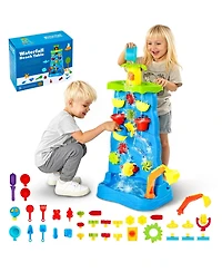 Mecale Sand and Water Table for Toddlers, 37 Pcs Double-Sided Activity Playset, Outdoor Sensory Table for Boys & Girls Ages 3+