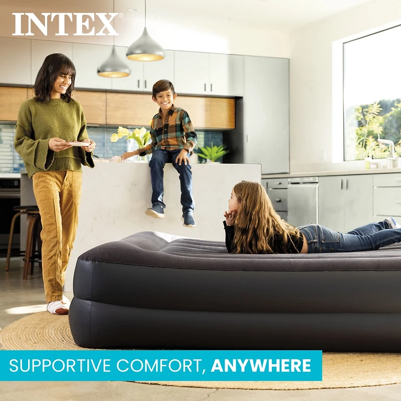 Intex 64123ED Air Mattress, Dura Beam Plus Pillow Rest w/ Built in Pump, Queen