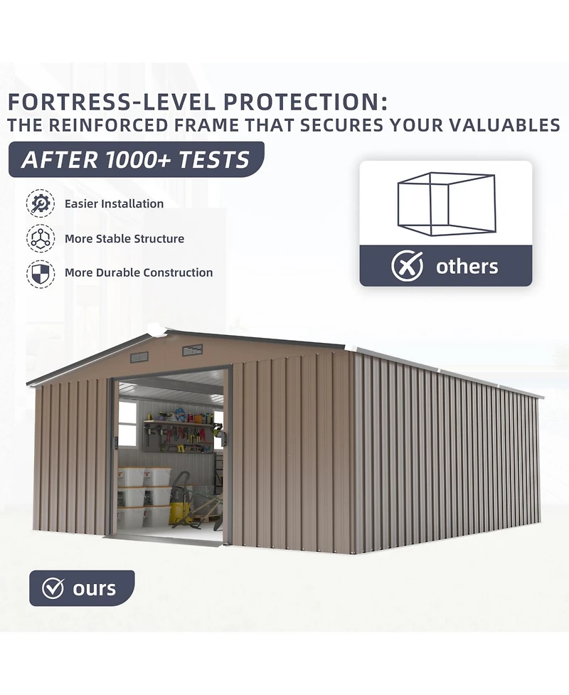 Streamdale Furniture Campcraft 10x12ft Steel Storage Shed w/ Windows - 2 Colors