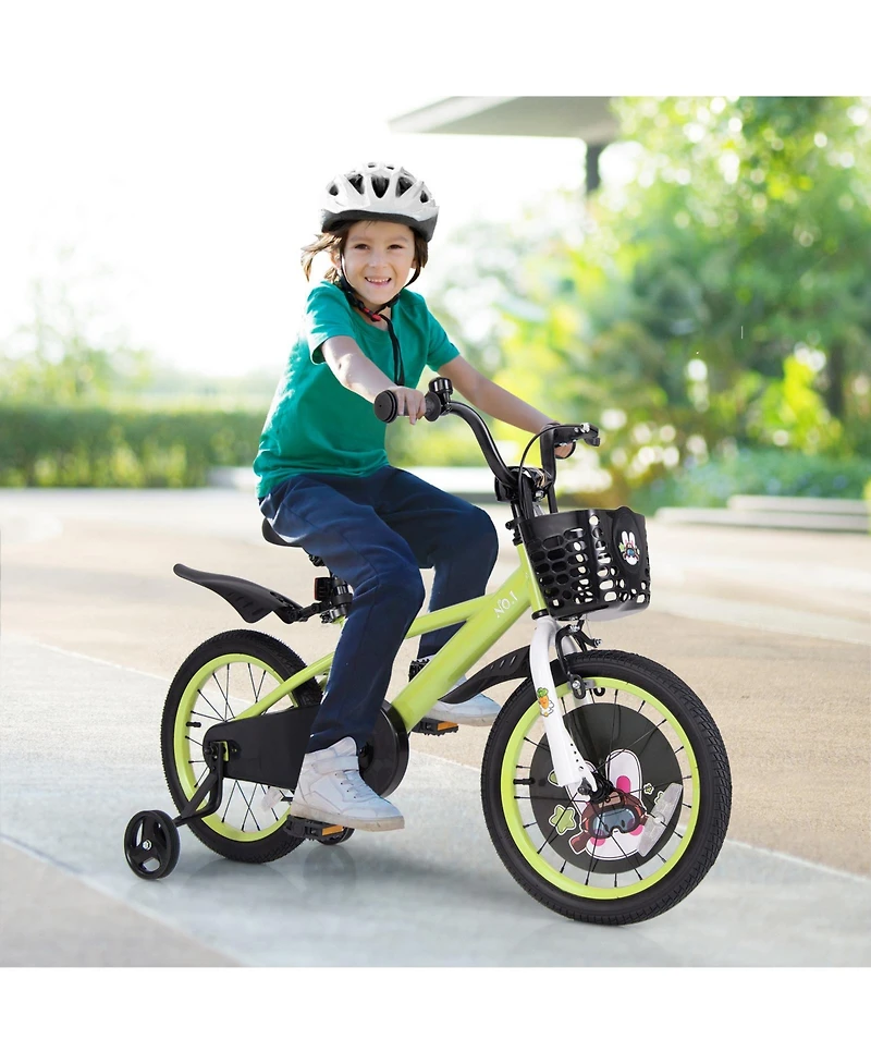 Sugift 16 Inch Kids Bike Adjustable with Detachable Training Wheels for 4-8 Years Old