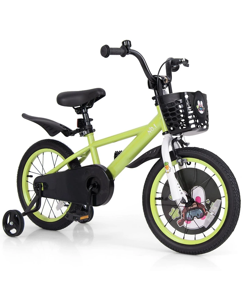 Sugift 16 Inch Kids Bike Adjustable with Detachable Training Wheels for 4-8 Years Old