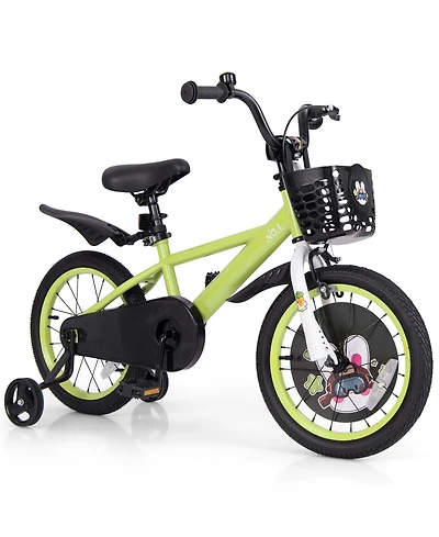 Sugift 16 Inch Kids Bike Adjustable with Detachable Training Wheels for 4-8 Years Old