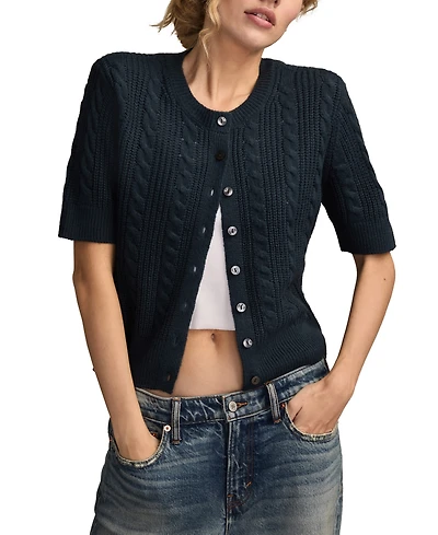 Lucky Brand Women's Short-Sleeve Cable Cardigan