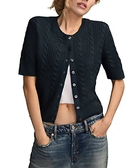 Lucky Brand Women's Short-Sleeve Cable Cardigan