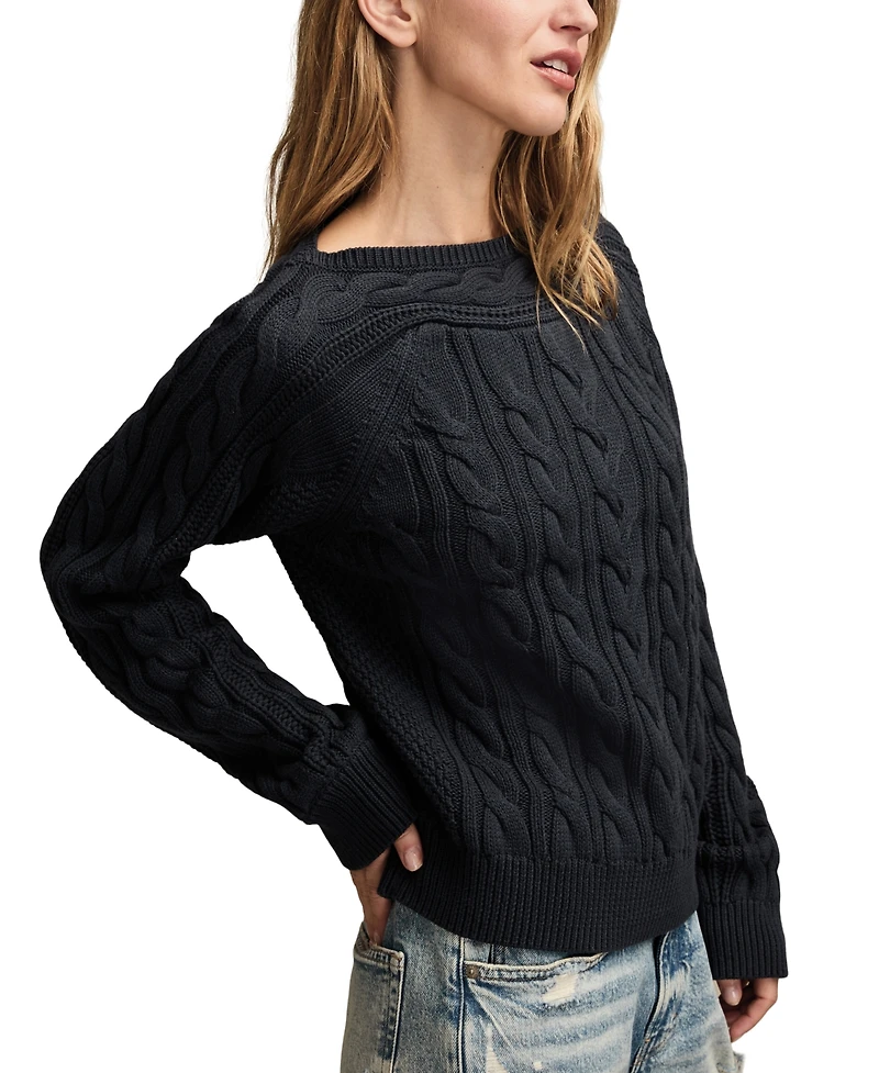 Lucky Brand Women's Boat Neck Cable Sweater
