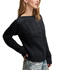 Lucky Brand Women's Boat Neck Cable Sweater