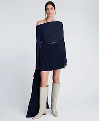 Kenneth Cole Women's Asymmetrical Drape Front Long-Sleeve Sweater