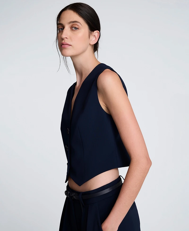 Kenneth Cole Women's Luxe Twill Three-Button Vest