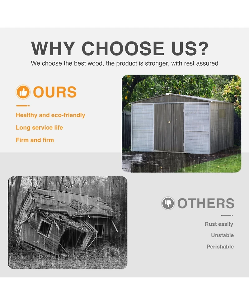 Streamdale Furniture 8x10FT Iron-Wood Tool Shed - Nature & Function